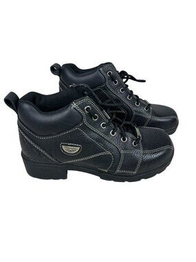 Milwaukee Leather Motorcycle Riding Boots Black Lace-Up Casual Style 9.5C USA